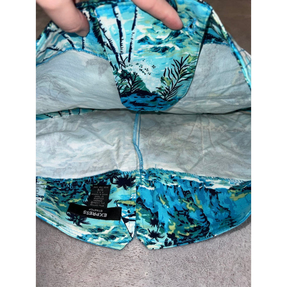 VTG EXPRESS Blue Green Palm Tree low rise Shorts Juniors 3 - Picture 6 of 8